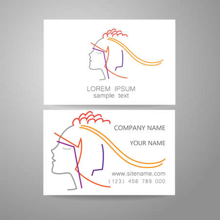 Hair salon, hairdresser - template logo. Branded business card hair stylist.のイラスト素材
