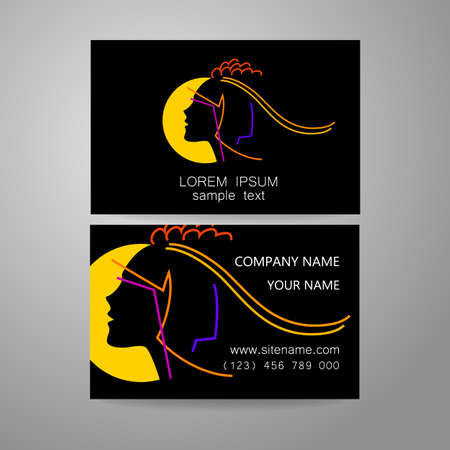Hair salon, hairdresser - template logo. Branded business card hair stylist.のイラスト素材