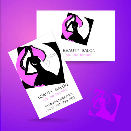 Beauty logo. Design of corporate identity. Template business card for beauty salon, hairdressing salon, spa, women's club and so on.のイラスト素材