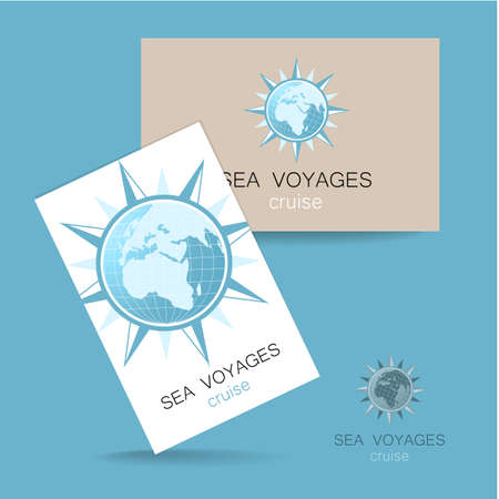 Sea cruise - logo. Design of the presentation of corporate identity on the example of a business card.のイラスト素材