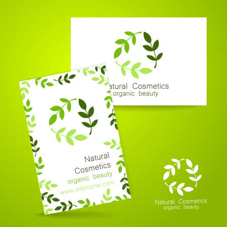 Natural cosmetics logo. Template design for organic bio products. Presentation of the business card.のイラスト素材
