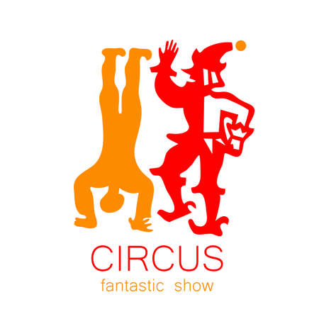 Circus - template logo. Show of clowns, acrobats.のイラスト素材