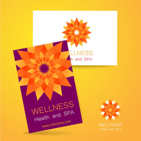 Wellness logo. Template design corporate identity for yoga studios, recreation center, organic food store, natural cosmetics manufacturer, beauty salon, spa and others.のイラスト素材