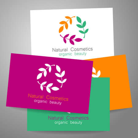 Natural cosmetics logo. Template design for organic bio products. Presentation of the business card.のイラスト素材
