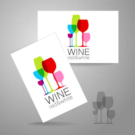 Wine - logo. Template Concept of corporate identity for the wine shop, bar, production. Business card.のイラスト素材