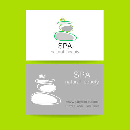 Spa - a beauty salon. Stone pyramid as a symbol - of balance and harmony. Template Logo Design for beauty salon, spa center, beauty treatments, massages etc..のイラスト素材