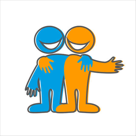 Symbol of friendship. Icon Happy friends. Vector sign.のイラスト素材