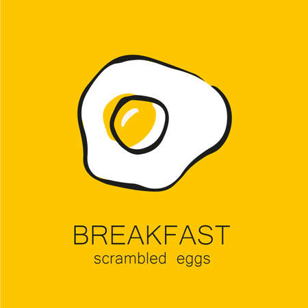 Breakfast - fried or scrambled eggs. Template design for the , menus, flyers for cafes, restaurants, fast food, food.のイラスト素材
