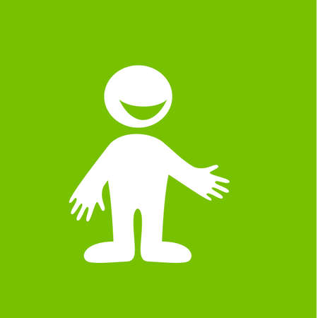 Welcome gesture - friendly sign. Happy smiling person invites.のイラスト素材