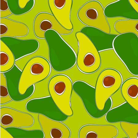 Avocado pattern. Vector. The idea for the packaging or sticker.