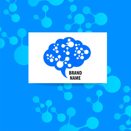 Brain - logo. Template design sign of the brain and neural connections. Brainstorming logotype concept icon.のイラスト素材
