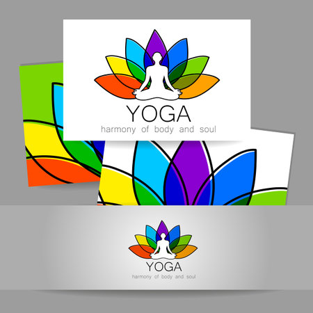 Yoga concept. Vector template logo and corporate identity. Spa, relaxation, meditation, studio, massage and others.のイラスト素材