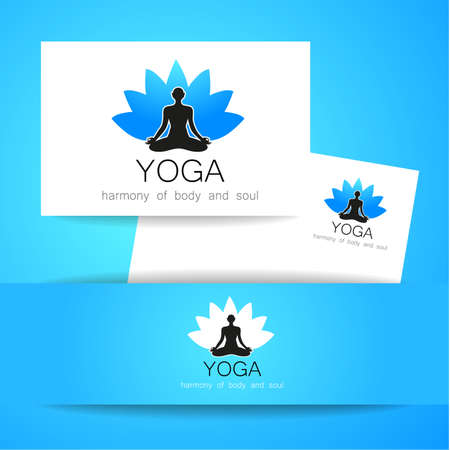 Yoga concept. Vector template logo and corporate identity. Spa, relaxation, meditation, studio, massage and others.のイラスト素材