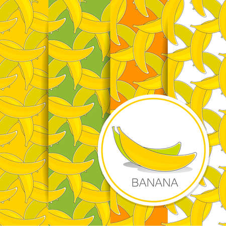 Banana set. Vector pattern of fruit. Template for packaging, label or sticker.のイラスト素材