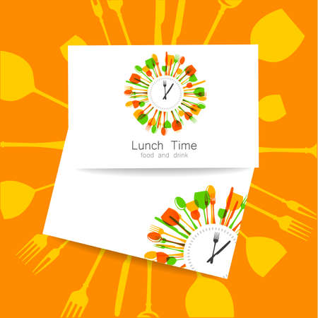 Lunch Time . Restaurant, coffee shop, fast food, food delivery. Template design for corporate identity.のイラスト素材