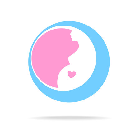 Pregnant sign - vector template. Idea for .   Pregnant woman,  pregnancy,    pregnant belly,  mother.のイラスト素材