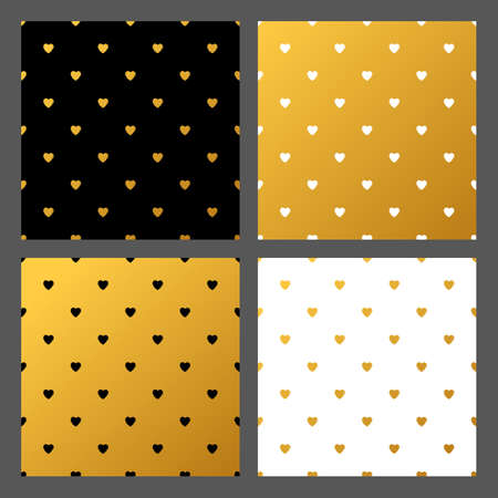 Gold hearts set - seamless templates.のイラスト素材