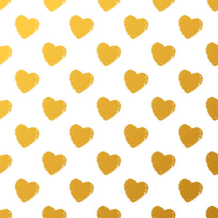 Gold hearts - seamless pattern template.  golden hearts on white background. design.のイラスト素材