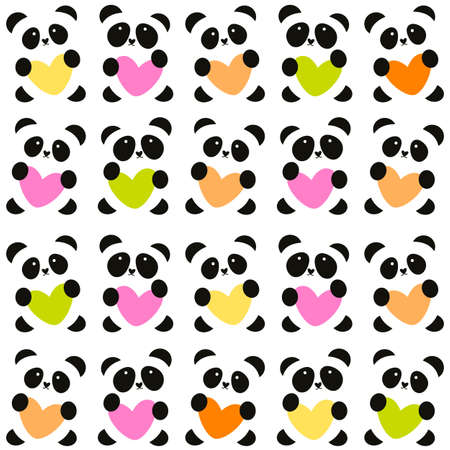 Pattern of pandas with the heart.のイラスト素材
