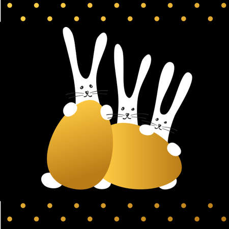 Easter bunnies and easter eggs. Template easter background. Funny easter rabbits. Vector illustration.のイラスト素材