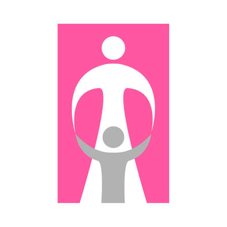 Mother care of child. Sign symbol of love, care and guardianship.のイラスト素材