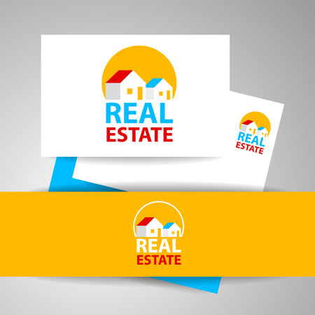 Creative abstract real estate icon   and business card template. Vector design.のイラスト素材