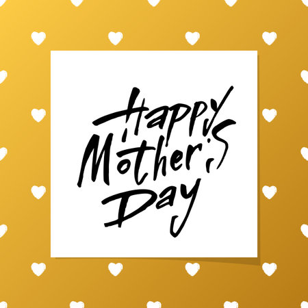 Black Calligraphy Inscription. Vintage Happy Mothers's Day Typographical Background. Mothers day hand lettering handmade calligraphy.のイラスト素材