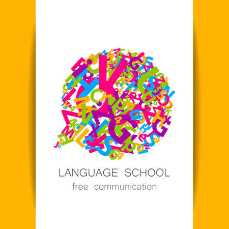 Language School, translation, linguistic center, language teachers, international communication club. Vector.のイラスト素材