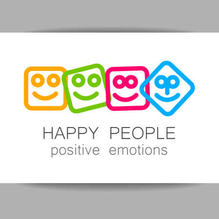 Positive emotions, happy games, entertainment sphere, unity emblem, happy people team, society fund and etc. Vector.のイラスト素材