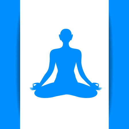 Silhouette of meditating person. Yoga, Health Care, Beauty, Spa, Relax, Meditation, Nirvana concept symbol. Vector graphic illustration.のイラスト素材