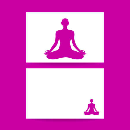 Yoga Lotus. Concept business card design for  yoga center, spa and itc. Yoga, Health Care, Beauty, Spa, Relax, Meditation, Nirvana concept symbol. Vector graphic illustration.のイラスト素材