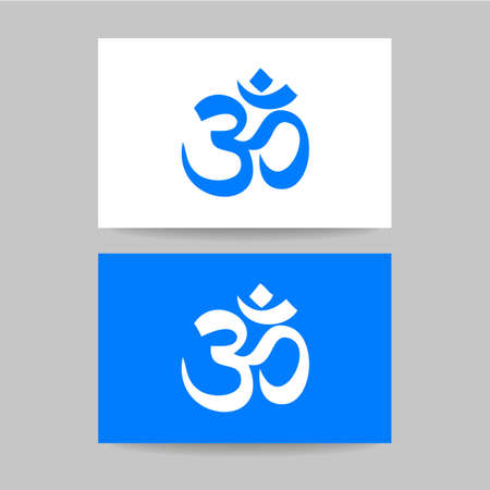 Om - hinduism symbol. Concept business card design for yoga studio, meditation center. Vector graphic illustration.のイラスト素材