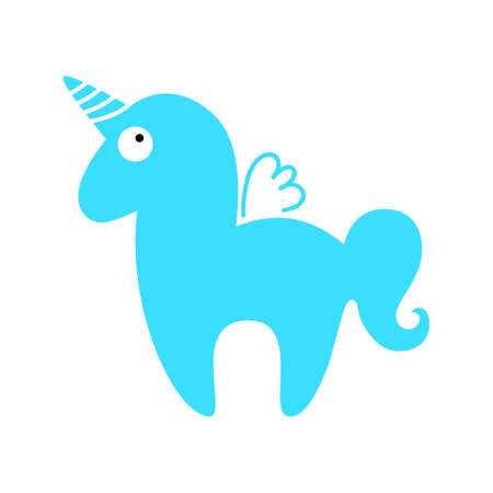 Unicorn. Magic horse with horn and wings on the cloud. Unicorn silhouette on background. Vector illustration.のイラスト素材