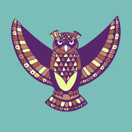 OWL. Bird - symbol of wisdom. Design idea for print, t-shirt, postcard, poster and so on. Vector illustration.のイラスト素材