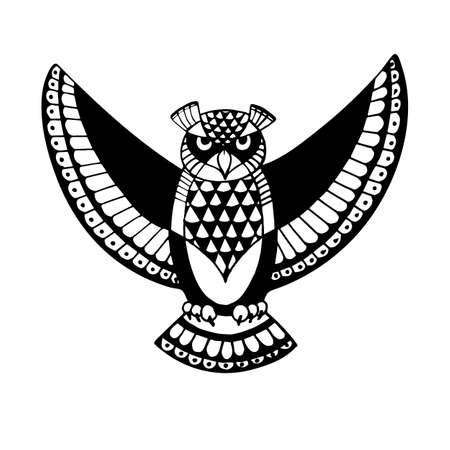 OWL. Bird - symbol of wisdom. Design idea for print, t-shirt, postcard, poster and so on. Vector illustration.のイラスト素材