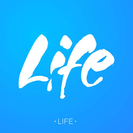 Life. Modern calligraphy.  Poster with hand drawn brush lettering "life". Inscription for prints, home decor, T-shirt design, invitation and greeting cards.のイラスト素材