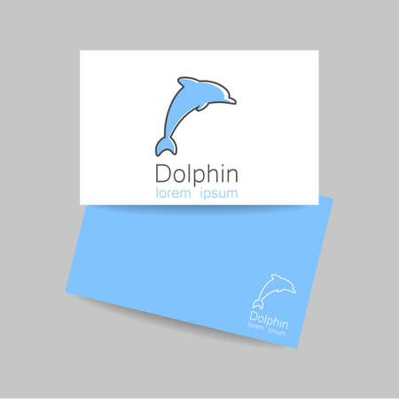 Dolphin jumping on a white background.  Identity card concept. Template design for company and business. illustration.のイラスト素材