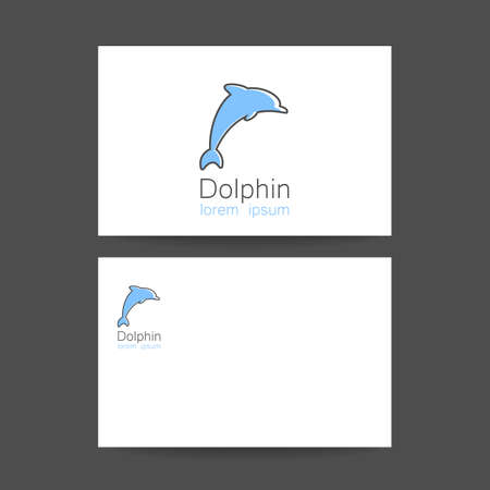 Dolphin jumping on a white background.  Identity card concept. Template design for company and business. illustration.のイラスト素材