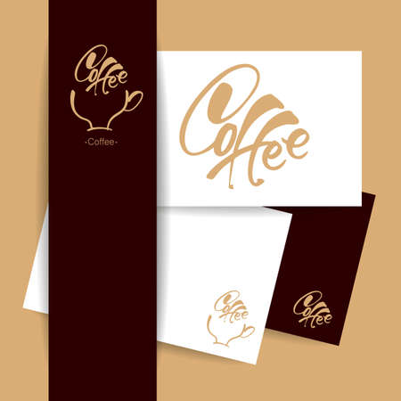 COFFEE . Coffee identity style. Coffee presentation with identity card. illustration.のイラスト素材