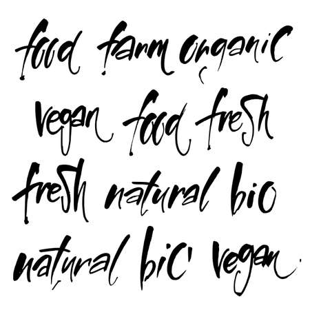 Vector illustration food design. Vegan menu. Bio, Ecology, Organic and icons, labels, tags.のイラスト素材