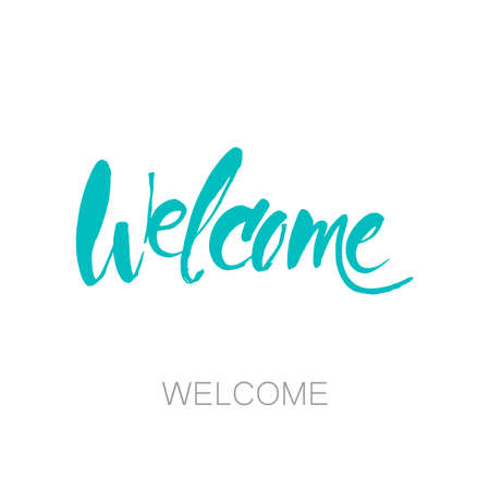 Welcome inscription. Hand drawn lettering.  Vector illustration.のイラスト素材