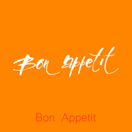 Bon appetit. Vector calligraphy. Hand drawn. Poster. Ink illustration. Modern brush calligraphy.のイラスト素材
