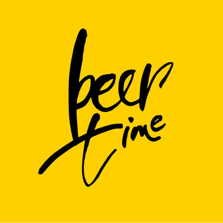 Beer  time concept design background. Vector illustration. Hand-lettering typographic poster.のイラスト素材