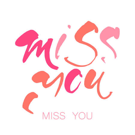 Miss you inscription. Hand drawn modern brush lettering.  Vector illustration.のイラスト素材