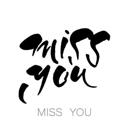 MISS YOU. Inscription. Greeting card with calligraphy. Typography for banner, poster or apparel design. Vector illustration.のイラスト素材