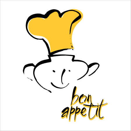 Bon appetit graphic with chef. Vector template.のイラスト素材