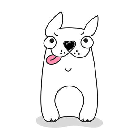 Foolish cute dog. Isolated on white background. Design template for advertising, print, posters, stickers for dogs, pets, favorite animals.のイラスト素材