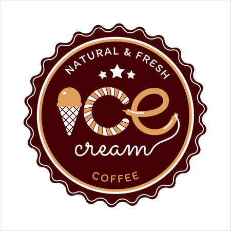 Ice Cream Coffee. Type illustration. Design template elements for labels, logos, badges, stickers or icons.のイラスト素材