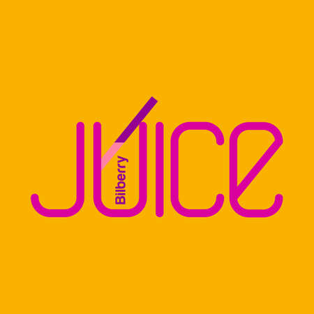 Bilberry juice. Fruit juice logo. Fresh drink logo. Typography Letter Creative Design Illustration.のイラスト素材
