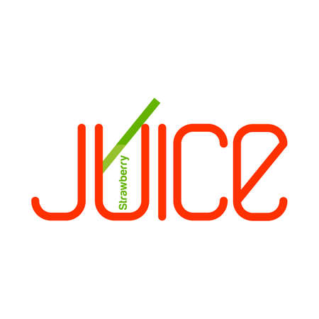 Strawberry juice. Fruit juice logo. Fresh drink logo. Typography Letter Creative Design Illustration.のイラスト素材